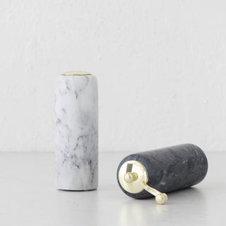 NUVOLO  |  SALT + PEPPER MILL SET OF 2  |  ASH GREY + WHITE MARBLE