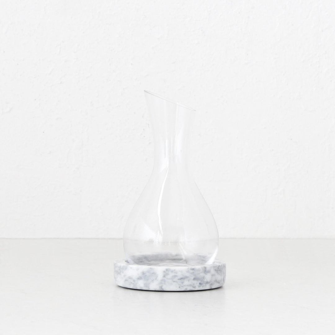 NUVOLO GLASS CONICAL DOME + DECANTER BUNDLE | ASH GREY MARBLE BASES