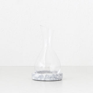 NUVOLO GLASS CONICAL DOME + DECANTER BUNDLE | ASH GREY MARBLE BASES