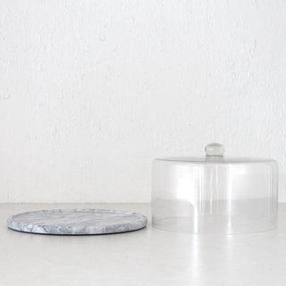 NUVOLO GLASS DOME | ASH GREY MARBLE BASE