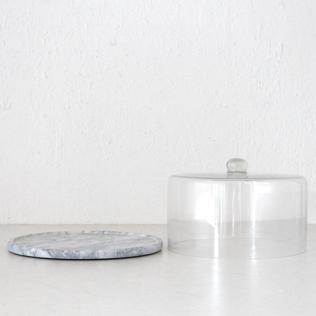 NUVOLO GLASS DOME | ASH GREY MARBLE BASE