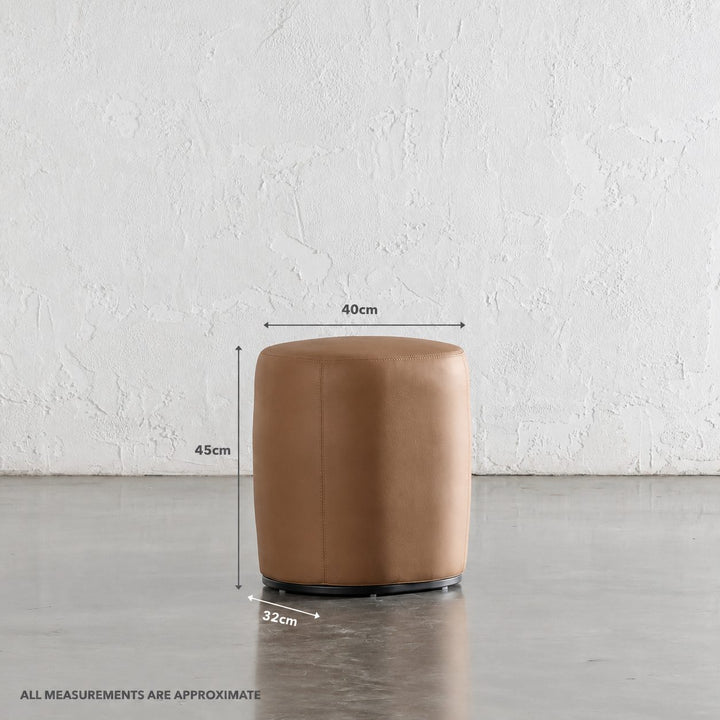 NEIMAN OTTOMAN  |  CANYON TAN VEGAN LEATHER