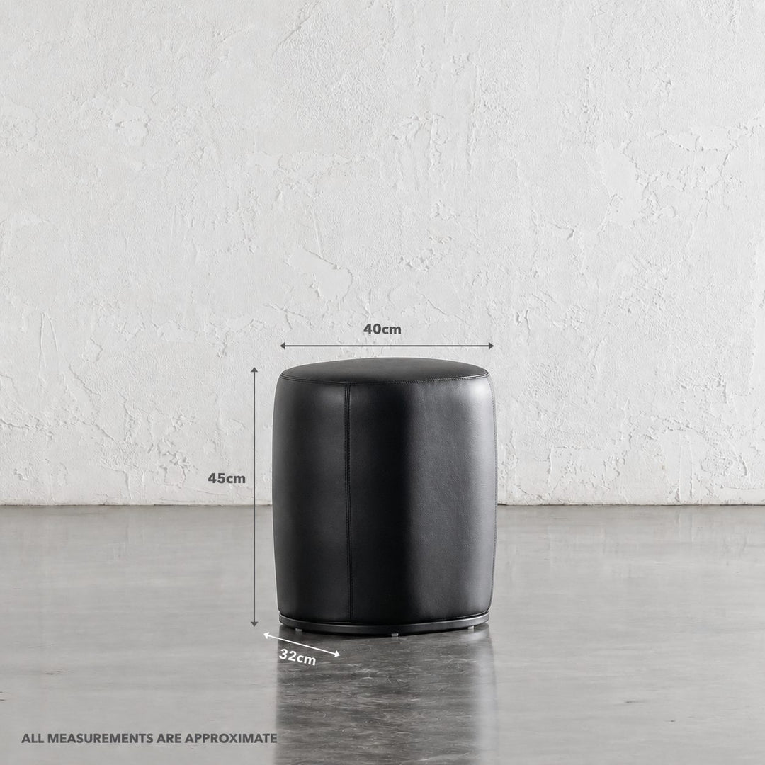 NEIMAN OTTOMAN  |  NOIR BLACK VEGAN LEATHER