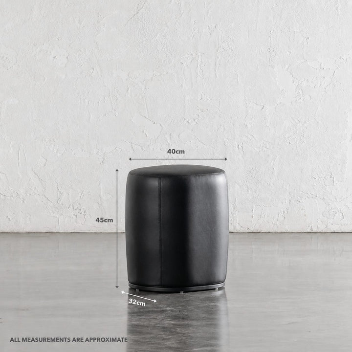 NEIMAN OTTOMAN  |  NOIR BLACK VEGAN LEATHER