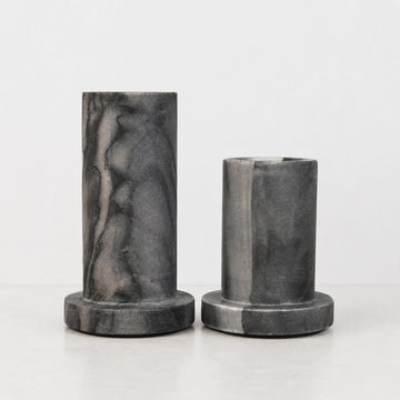 NEO CANDLE HOLDERS  |  SET OF 2  |  GREY MARBLE