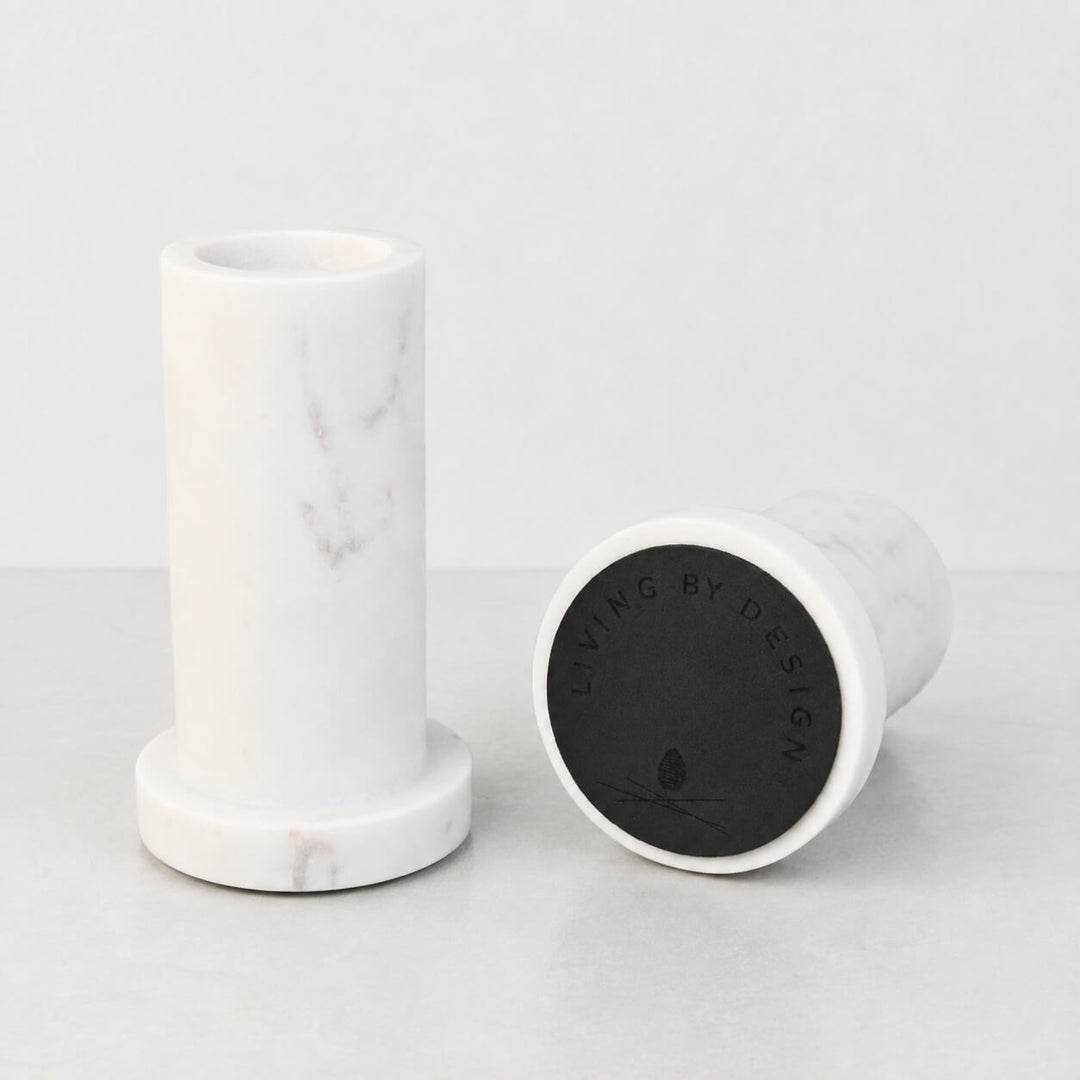 NEO CANDLE HOLDERS  |  SET OF 2  |  WHITE MARBLE