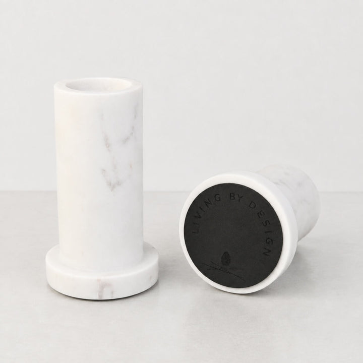 NEO CANDLE HOLDERS  |  SET OF 2  |  WHITE MARBLE