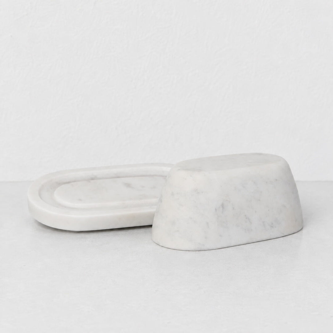 NEO RECTANGLE BUTTER DISH  |  WHITE MARBLE