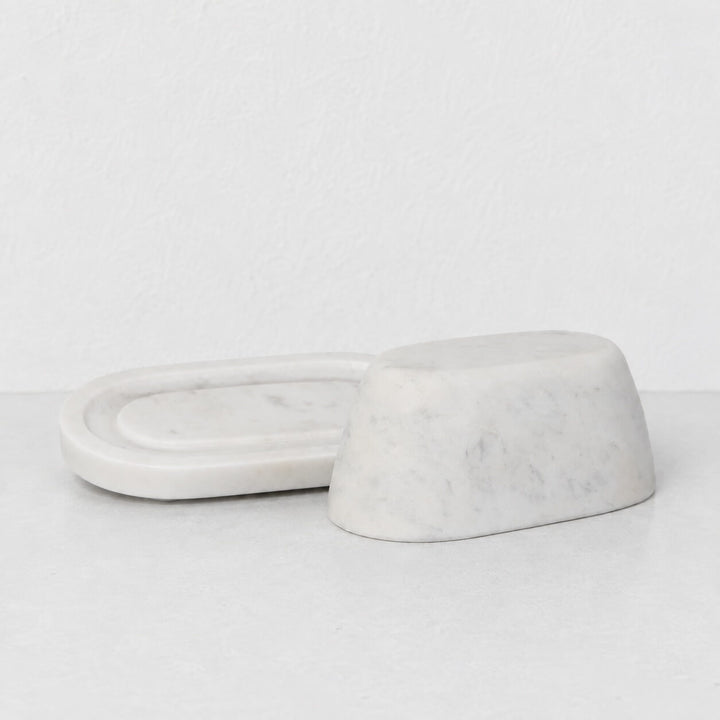 NEO RECTANGLE BUTTER DISH  |  WHITE MARBLE