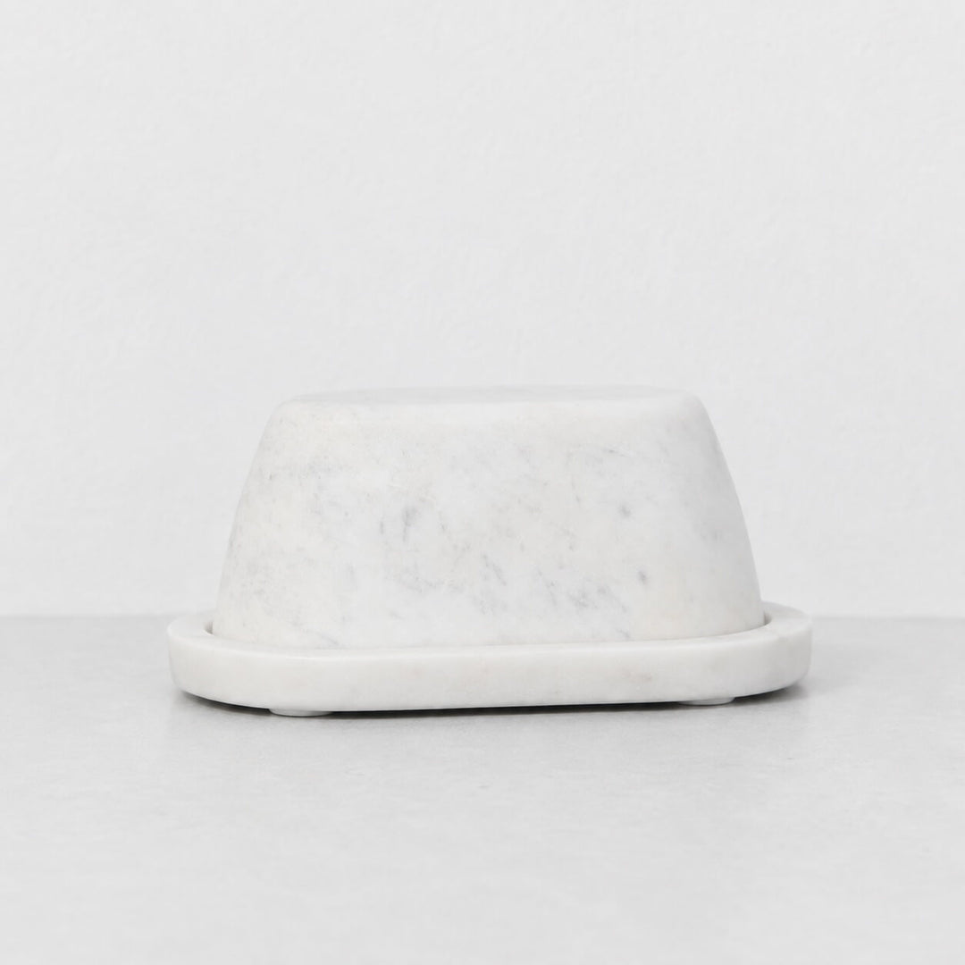 NEO RECTANGLE BUTTER DISH  |  WHITE MARBLE