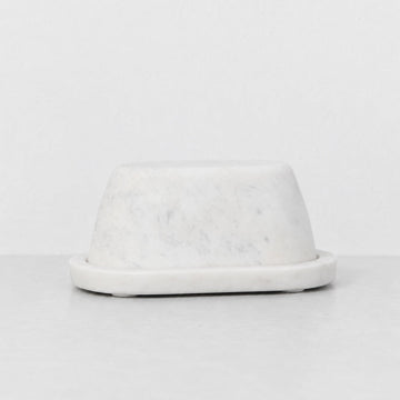 NEO RECTANGLE BUTTER DISH  |  WHITE MARBLE