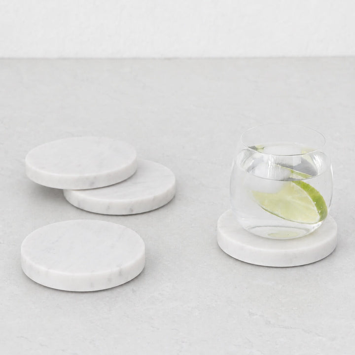 NEO ROUND COASTER  |  SET OF 4  |  WHITE MARBLE
