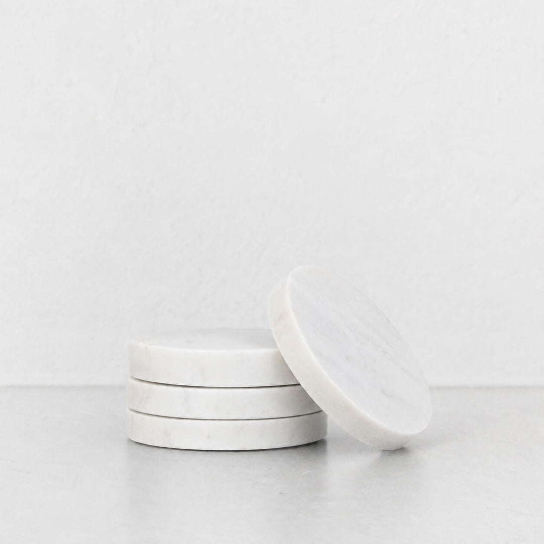 NEO ROUND COASTER  |  SET OF 4  |  WHITE MARBLE