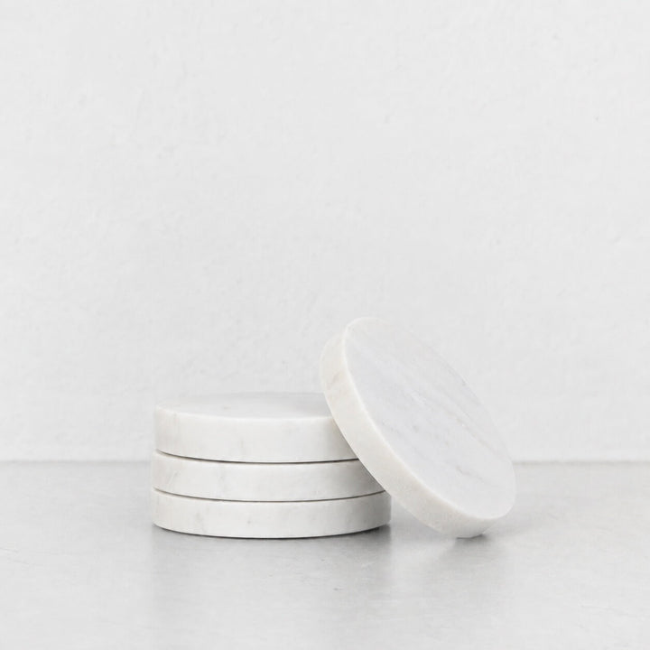 NEO ROUND COASTER  |  SET OF 4  |  WHITE MARBLE
