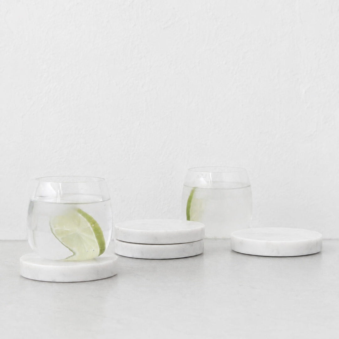 NEO ROUND COASTER  |  SET OF 4  |  WHITE MARBLE
