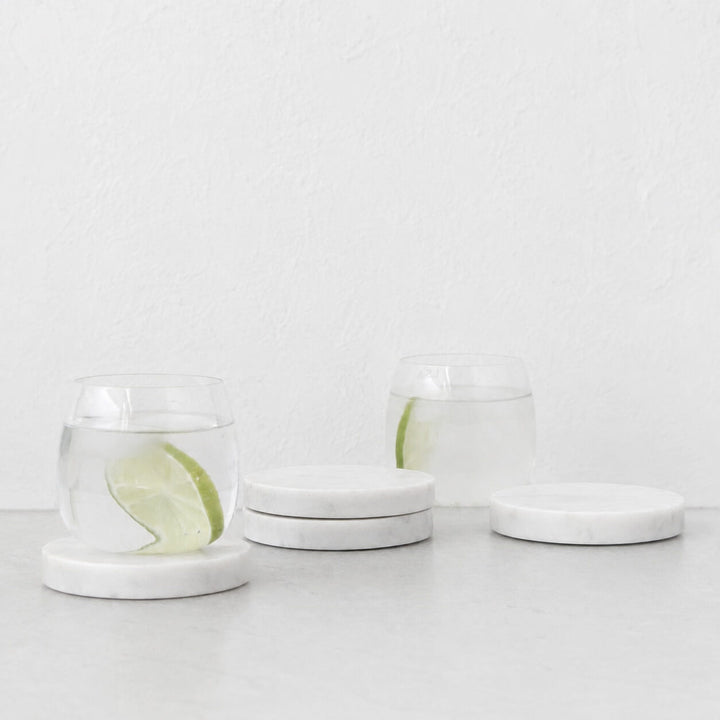 NEO ROUND COASTER  |  SET OF 4  |  WHITE MARBLE