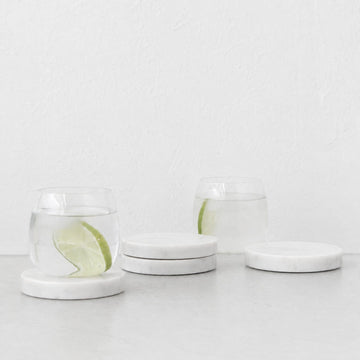 NEO ROUND COASTER  |  SET OF 4  |  WHITE MARBLE