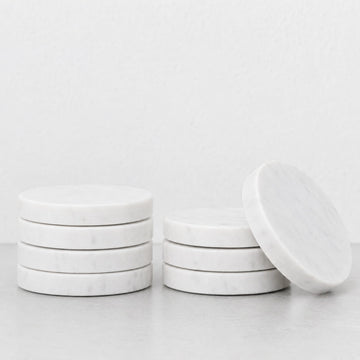 NEO ROUND COASTER  |  SET OF 8  |  WHITE MARBLE