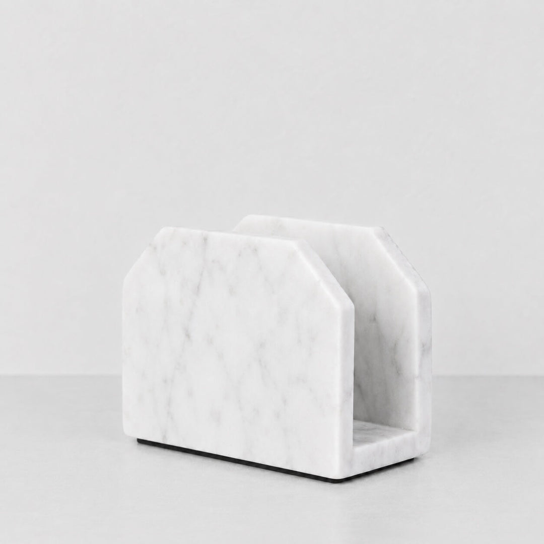NEO SQUARE NAPKIN HOLDER  |  WHITE MARBLE