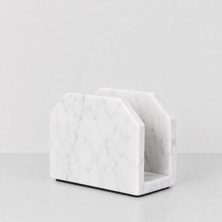 NEO SQUARE NAPKIN HOLDER  |  WHITE MARBLE