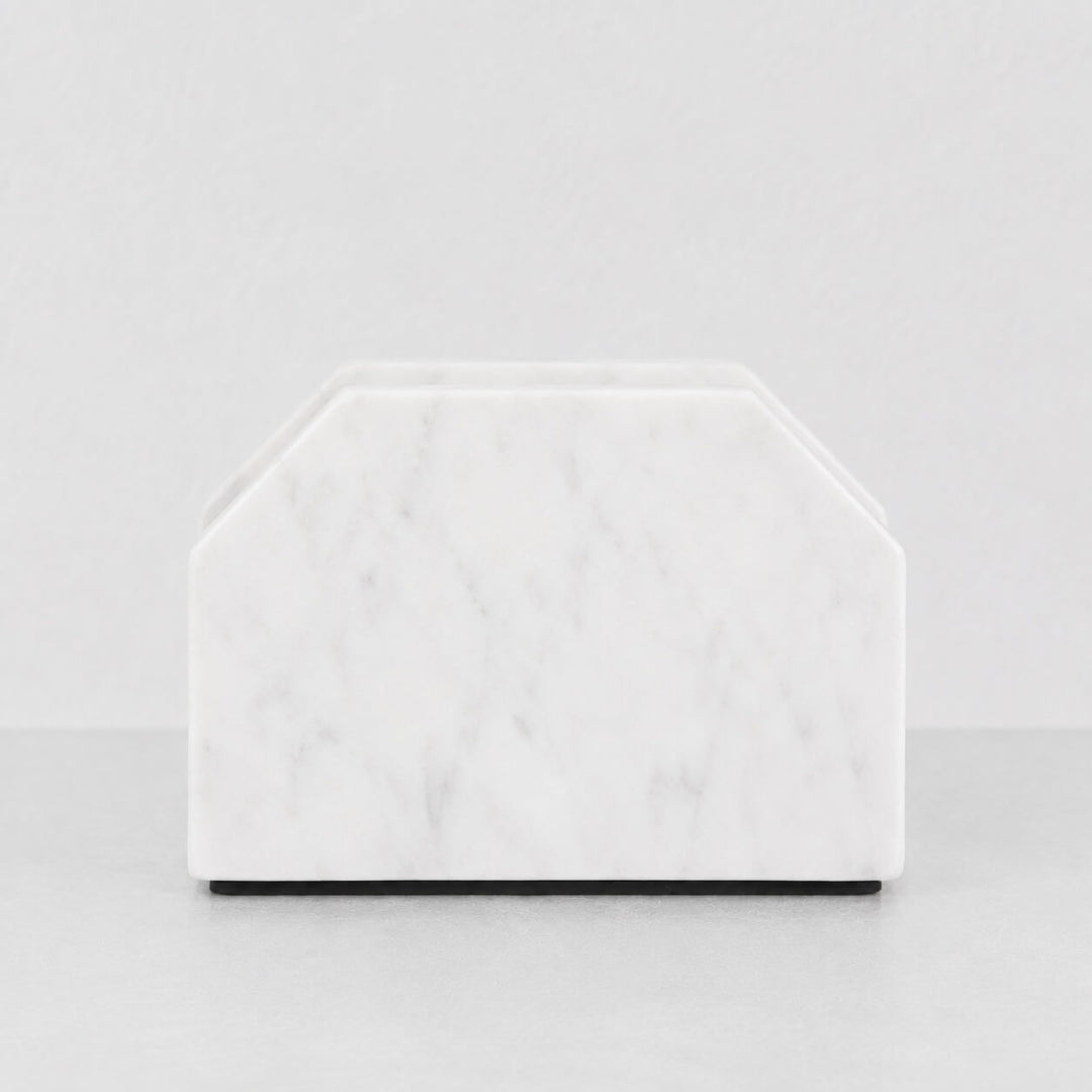 NEO SQUARE NAPKIN HOLDER  |  WHITE MARBLE