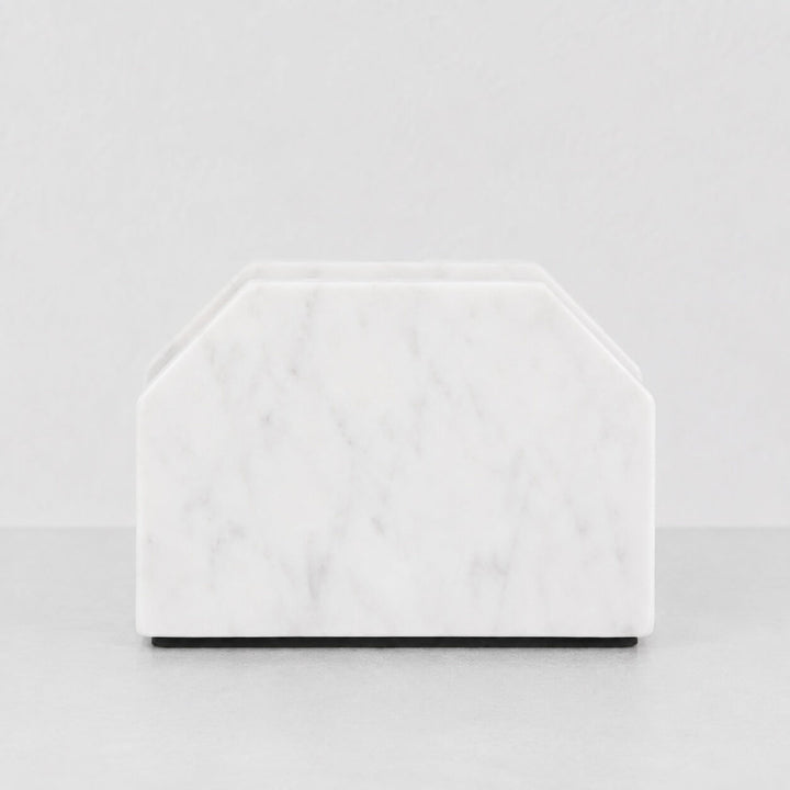 NEO SQUARE NAPKIN HOLDER  |  WHITE MARBLE