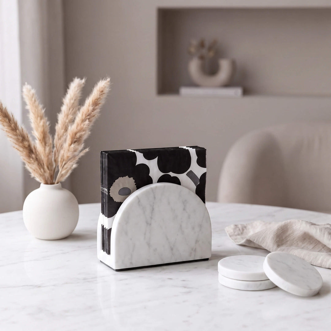 NEO ARCH NAPKIN HOLDER  |  WHITE MARBLE