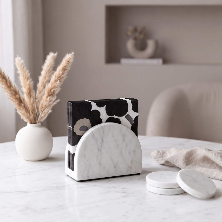 NEO ARCH NAPKIN HOLDER  |  WHITE MARBLE