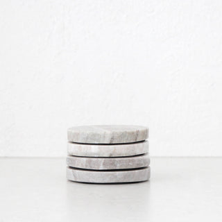 NEO ROUND MARBLE COASTER  |  SET OF 8  |  BEIGE MARBLE