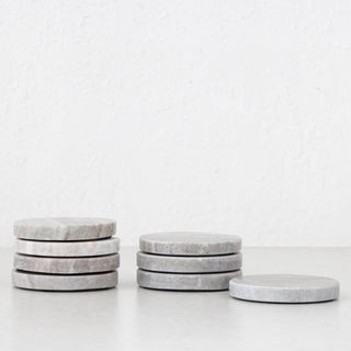 NEO ROUND MARBLE COASTER  |  SET OF 8  |  BEIGE MARBLE