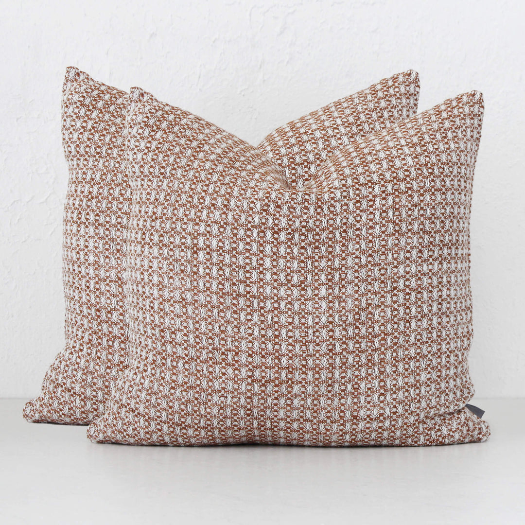 NOAH CUSHION BUNDLE X2  |  60 X 60  |  NUTMEG + WHITE