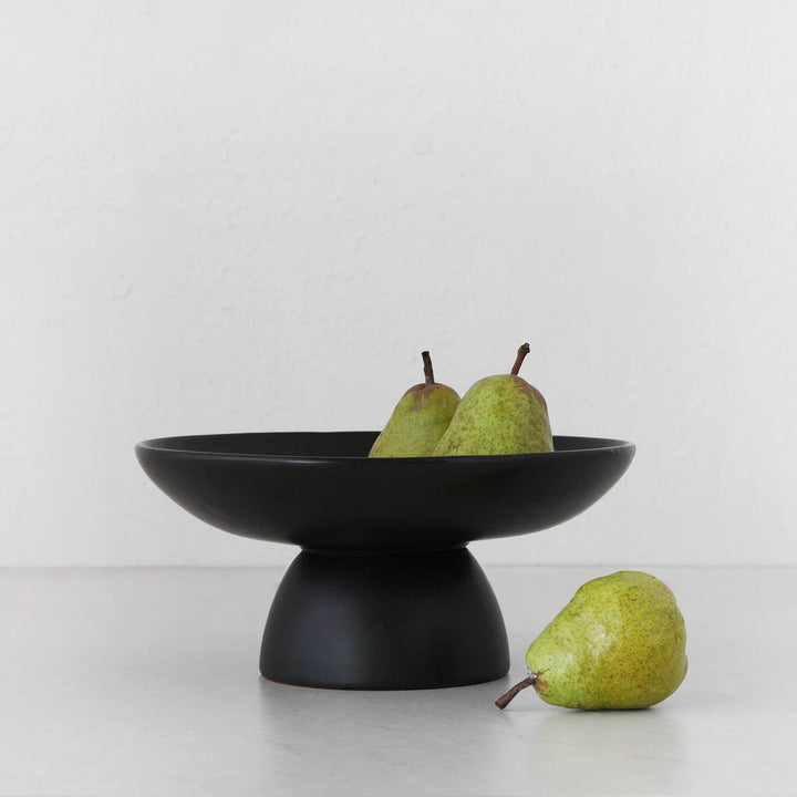 NOLAN CERAMIC PEDESTAL BOWL  |  BLACK