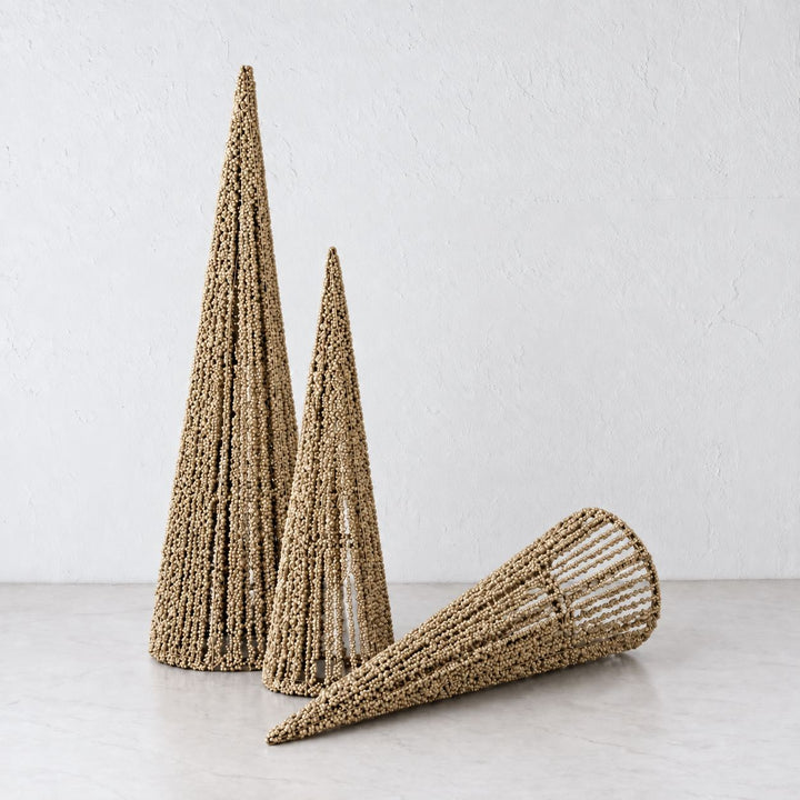NOVELLE LED CONE CHRISTMAS TREES  |  SET OF 3  |  PEARL GOLD