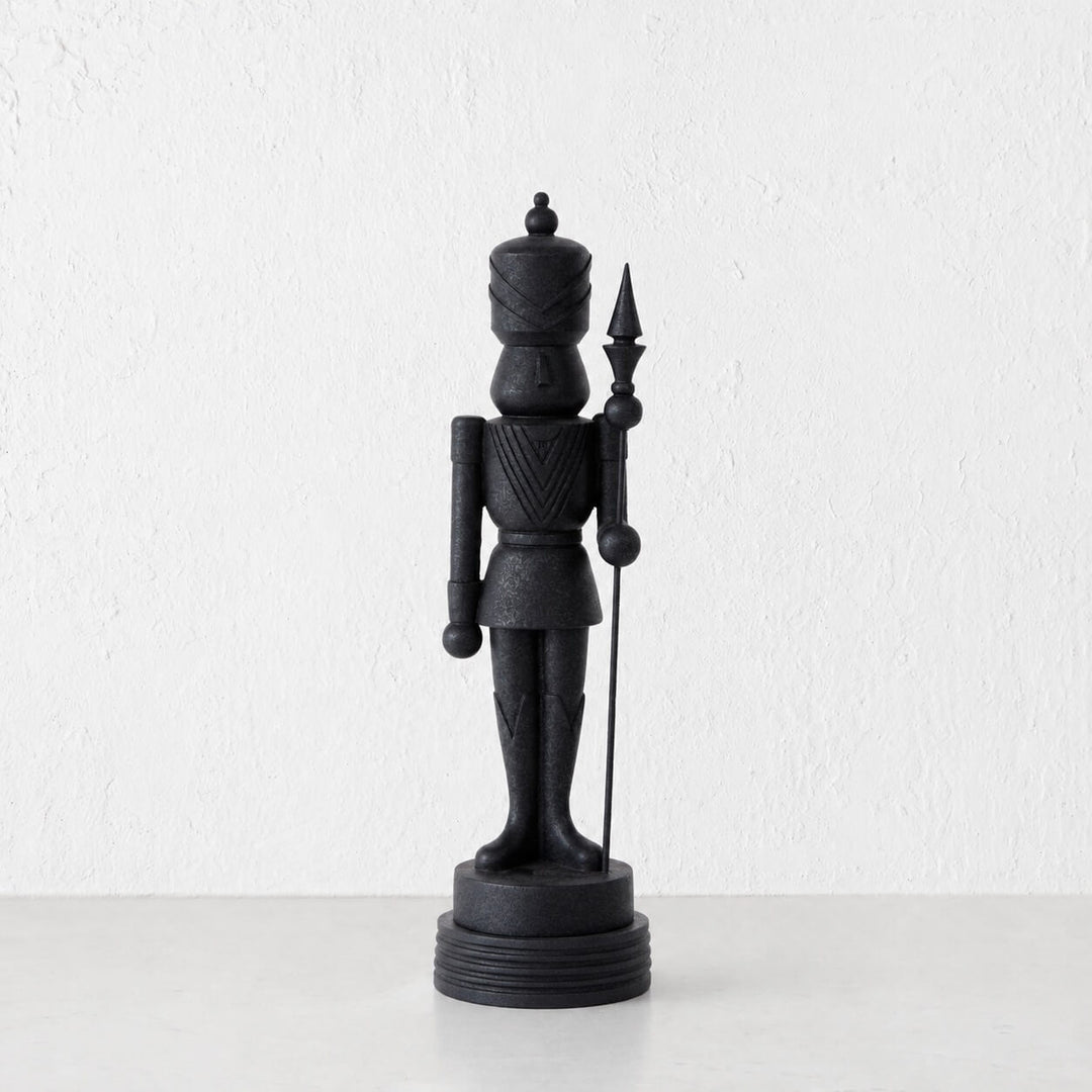 NUTCRACKER WITH STAFF TABLE DECORATION  |  38CM  |  BLACK RESIN