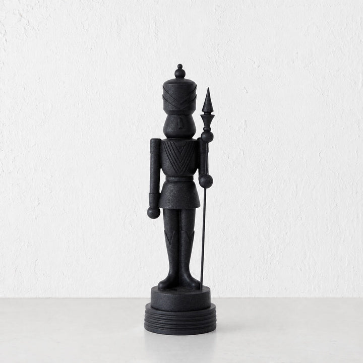 NUTCRACKER WITH STAFF TABLE DECORATION  |  38CM  |  BLACK RESIN