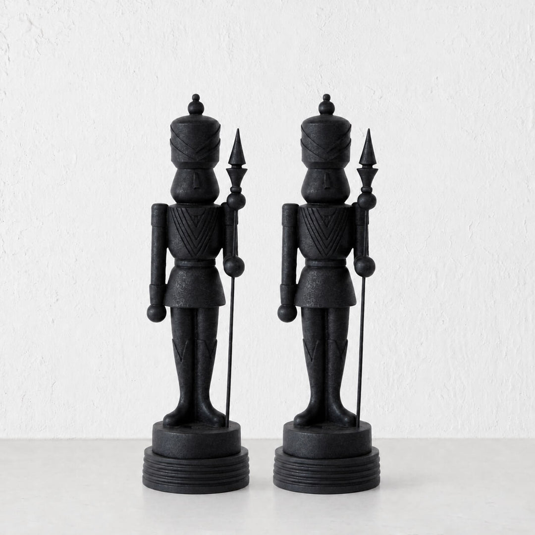 NUTCRACKER WITH STAFF TABLE DECORATION  |  38CM  |  BLACK RESIN