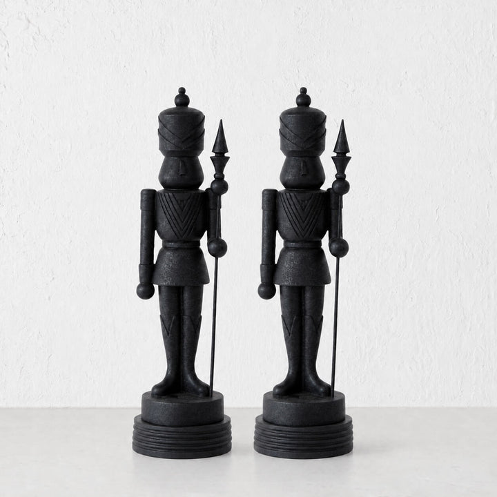 NUTCRACKER WITH STAFF TABLE DECORATION  |  38CM  |  BLACK RESIN