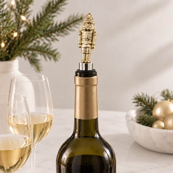 NUTCRACKER WINE BOTTLE STOPPER  |  GOLD