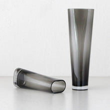 OBLONG TWIST GLASS VASE BUNDLE X2 | MEDIUM + TALL | GREY