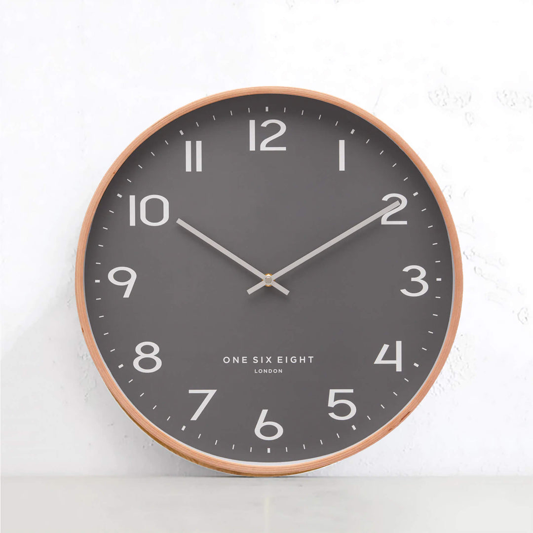 ONE SIX EIGHT LONDON  |  OLIVIA SILENT WALL CLOCK  |  GREY+ WOOD 41CM