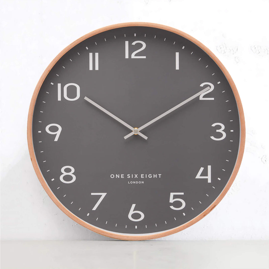 ONE SIX EIGHT LONDON  |  OLIVIA SILENT WALL CLOCK  |  GREY+ WOOD 53CM