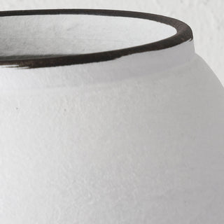 LIVING BY DESIGN EXCLUSIVE  |  OSTROV CERAMIC VASE  |  CLOSE UP  |  NATURAL WHITE CERAMIC + CHARCOAL RIM