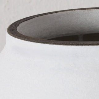 LIVING BY DESIGN EXCLUSIVE  |  OSTROV CERAMIC VASE   |  MEDIUM |  NATURAL WHITE CERAMIC + CHARCOAL RIM