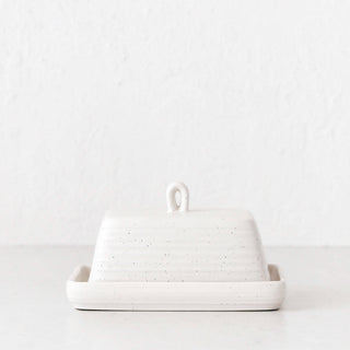 OTTAWA STONEWARE BUTTER DISH + TRAY  |  CALICO