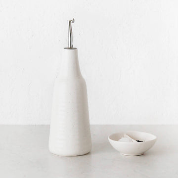 OTTAWA STONEWARE OIL BOTTLE + SALT DISH 2 PIECE SET  |  CALICO