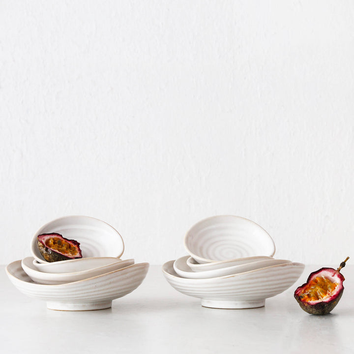 OTTAWA STONEWARE NESTING TAPAS BOWLS BUNDLE  |  SET OF 8  |  OFF WHITE