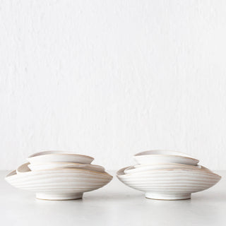 OTTAWA STONEWARE NESTING TAPAS BOWLS BUNDLE  |  SET OF 8  |  OFF WHITE