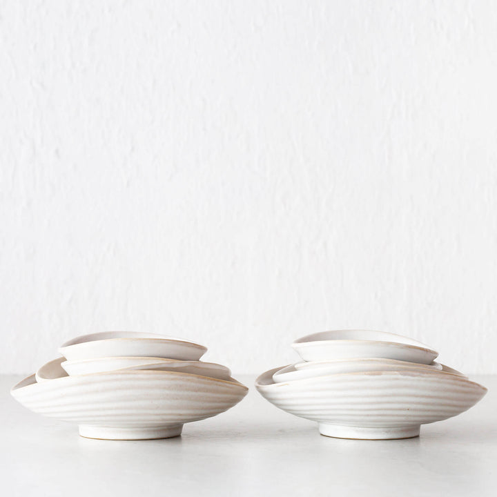 OTTAWA STONEWARE NESTING TAPAS BOWLS BUNDLE  |  SET OF 8  |  OFF WHITE