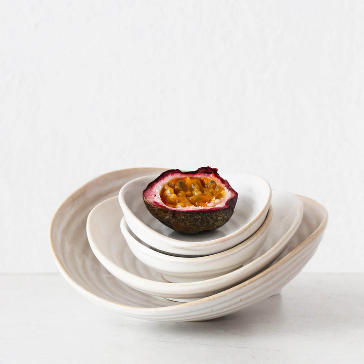 OTTAWA STONEWARE NESTING TAPAS BOWLS  |  SET OF 4  |  OFF WHITE