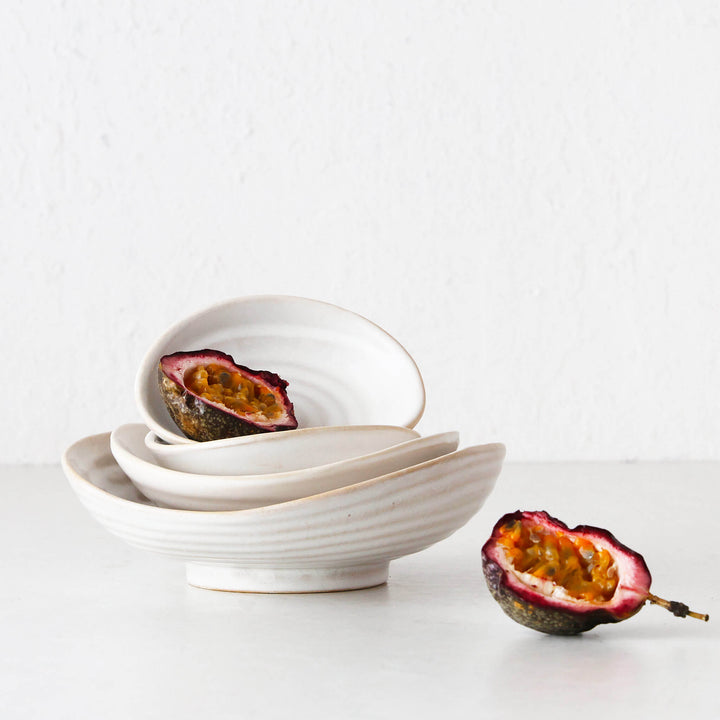 OTTAWA STONEWARE NESTING TAPAS BOWLS  |  SET OF 4  |  OFF WHITE